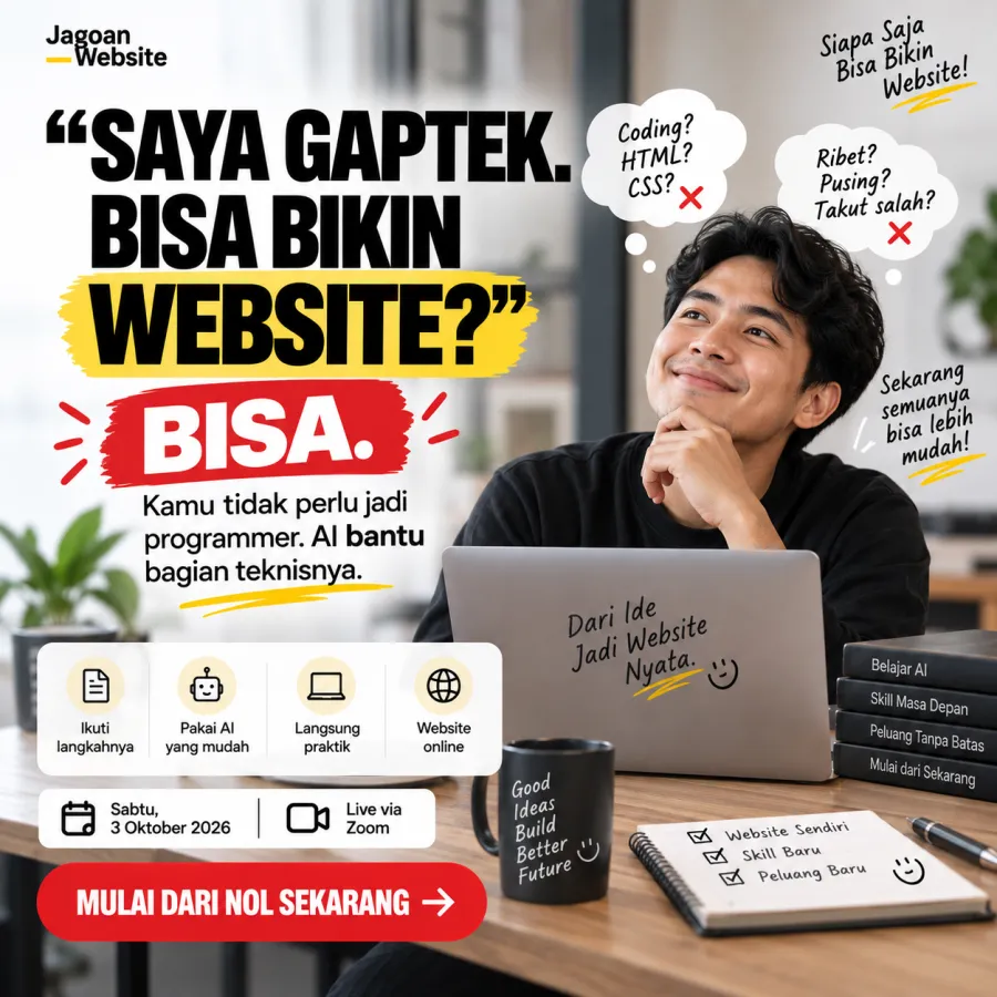 Poster iklan: saya gaptek, bisa bikin website?