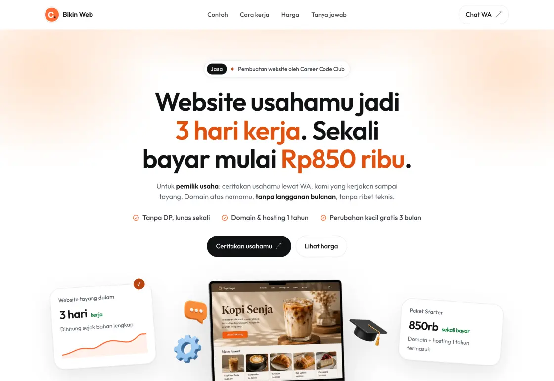 Landing page Bikin Web