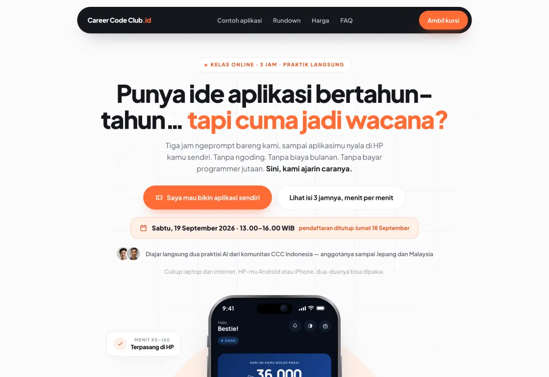 Landing page kelas bikin aplikasi